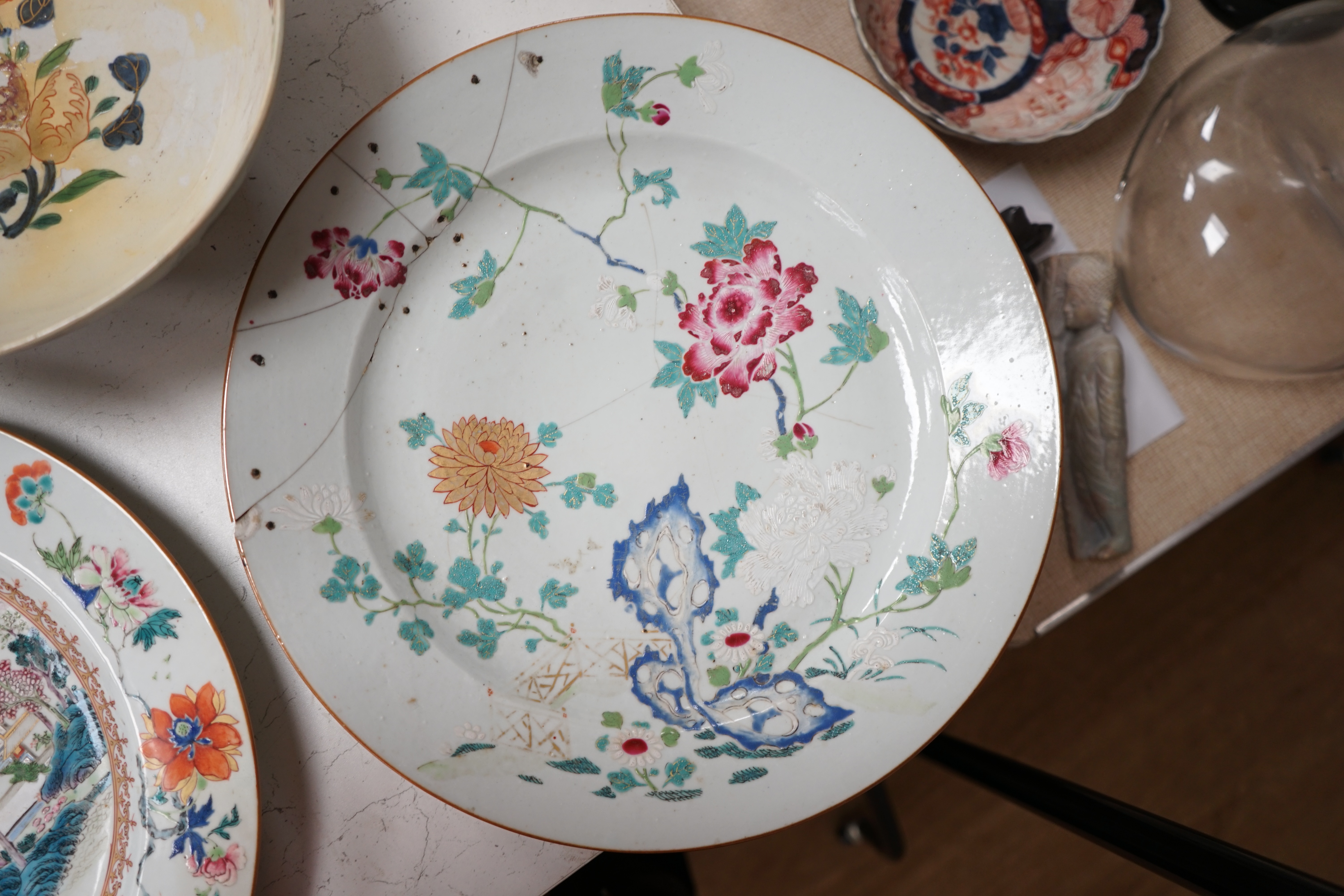 A Chinese famille rose ‘landscape’ dish, Qianlong